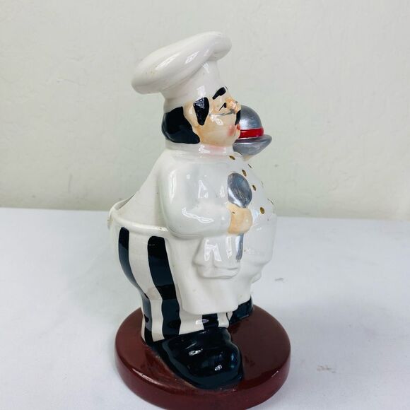 Chef Figurine Utensils Holder Vintage with Spoon and Tray - Picture 2 of 7